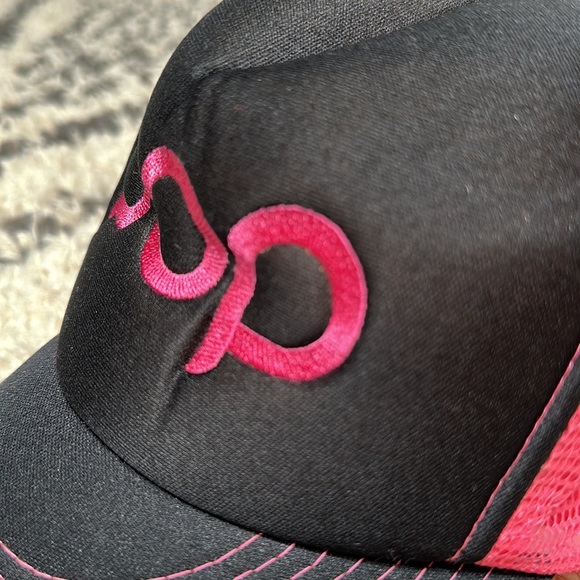 POP Neon Pink & Black Adjustable Snap Back Baseball Cap Hat One Size - Picture 3 of 8